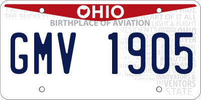 OH license plate GMV1905