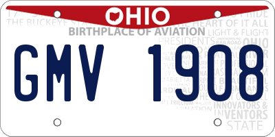 OH license plate GMV1908
