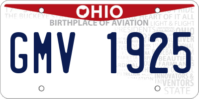OH license plate GMV1925