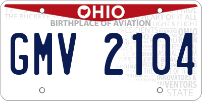 OH license plate GMV2104