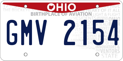 OH license plate GMV2154