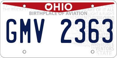 OH license plate GMV2363