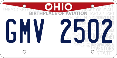 OH license plate GMV2502