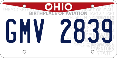 OH license plate GMV2839