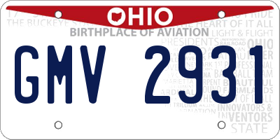 OH license plate GMV2931