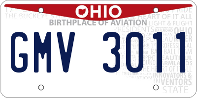 OH license plate GMV3011