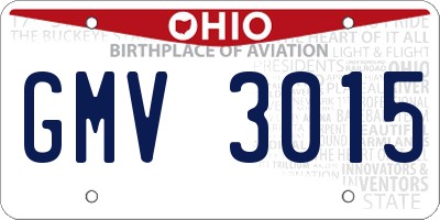 OH license plate GMV3015