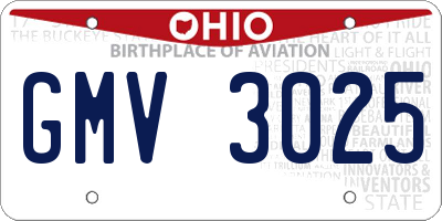OH license plate GMV3025