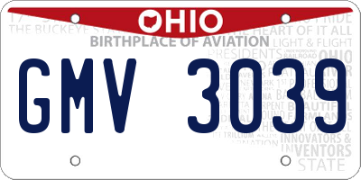 OH license plate GMV3039