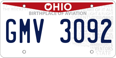 OH license plate GMV3092