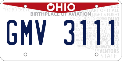OH license plate GMV3111