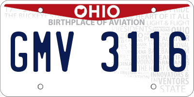OH license plate GMV3116
