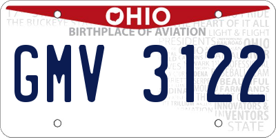OH license plate GMV3122