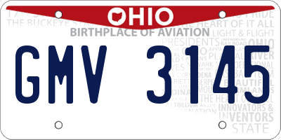 OH license plate GMV3145