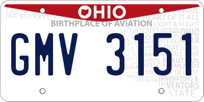 OH license plate GMV3151