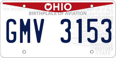 OH license plate GMV3153