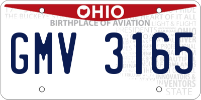 OH license plate GMV3165