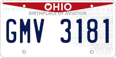 OH license plate GMV3181
