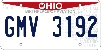 OH license plate GMV3192