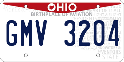 OH license plate GMV3204