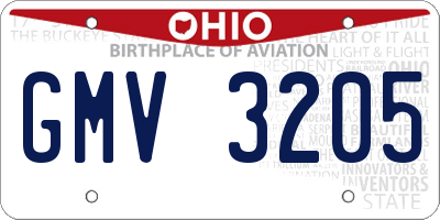 OH license plate GMV3205