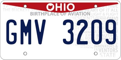 OH license plate GMV3209
