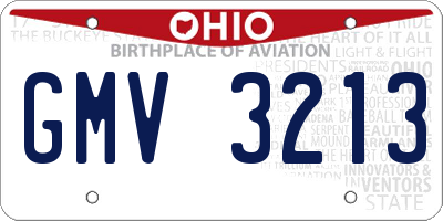 OH license plate GMV3213