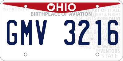 OH license plate GMV3216