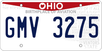 OH license plate GMV3275