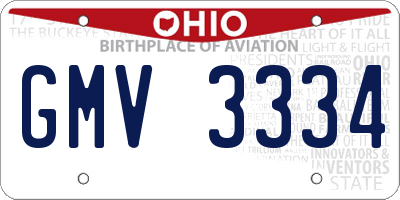 OH license plate GMV3334