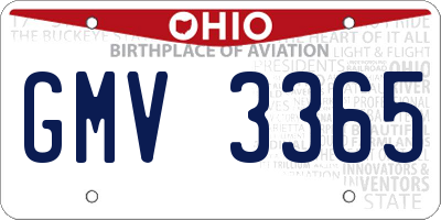 OH license plate GMV3365