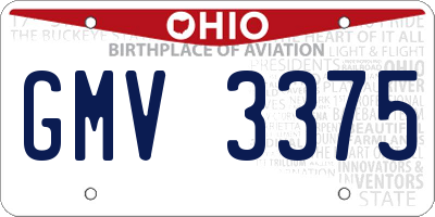 OH license plate GMV3375