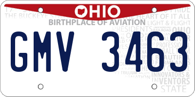 OH license plate GMV3463