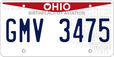 OH license plate GMV3475