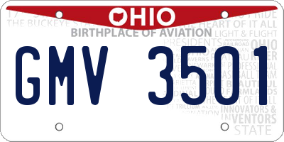 OH license plate GMV3501