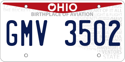 OH license plate GMV3502