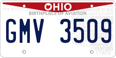 OH license plate GMV3509