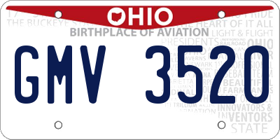 OH license plate GMV3520