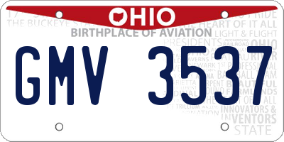 OH license plate GMV3537