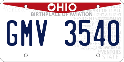 OH license plate GMV3540