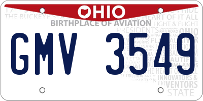 OH license plate GMV3549