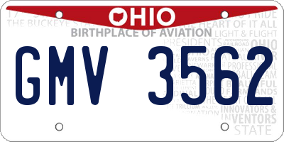 OH license plate GMV3562