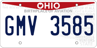 OH license plate GMV3585