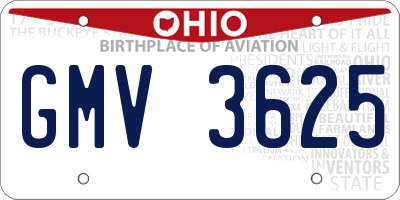OH license plate GMV3625