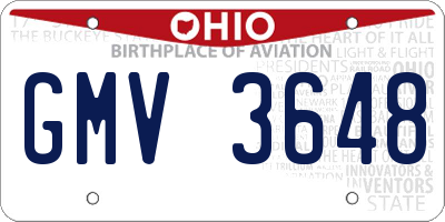 OH license plate GMV3648