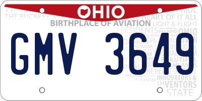 OH license plate GMV3649