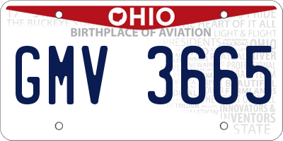 OH license plate GMV3665