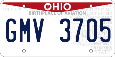 OH license plate GMV3705