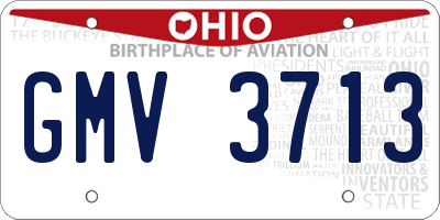 OH license plate GMV3713