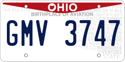 OH license plate GMV3747